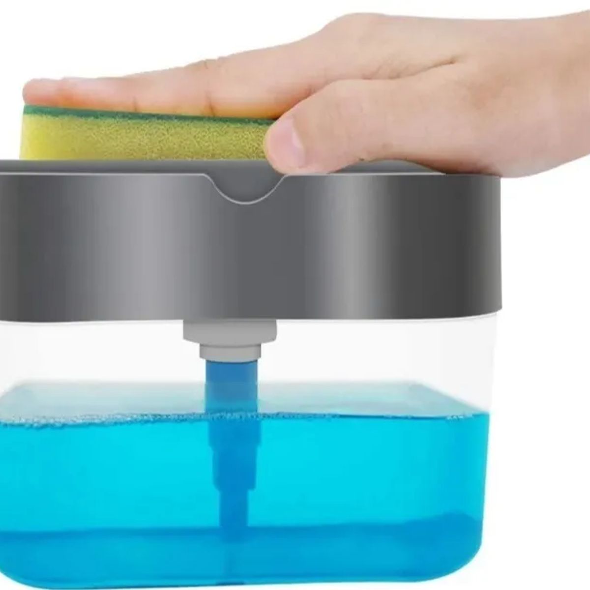 GENERICO - Dispensador De Lavalozas Manual Con Esponja Azul
