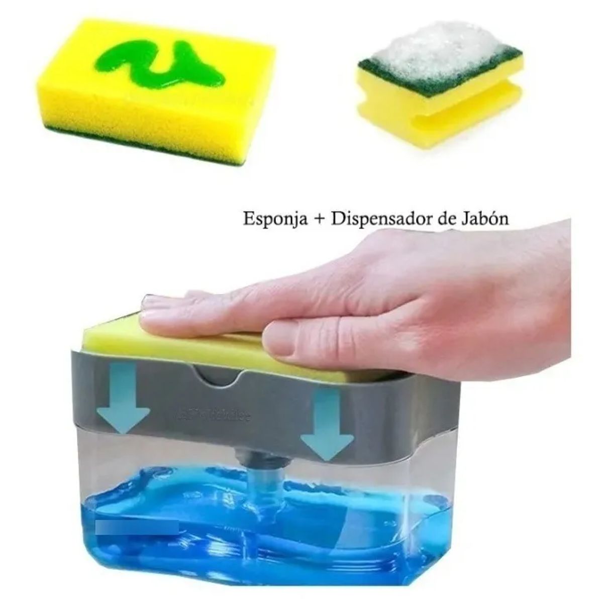 GENERICO - Dispensador De Lavalozas Manual Con Esponja Azul