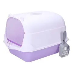 GENERICO - Arenero Sanitario Para Gato Cerrado Con Pala Color Violeta
