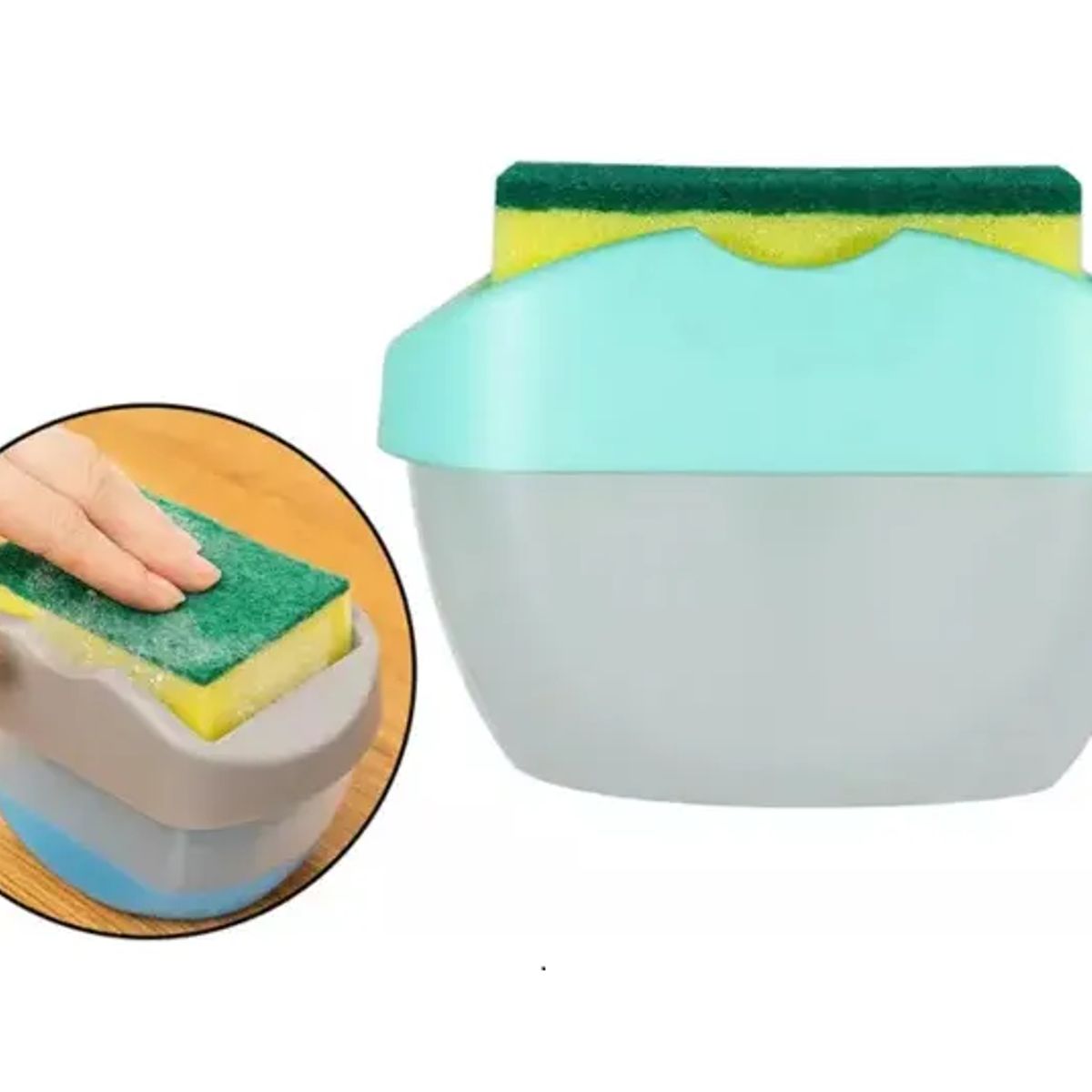 GENERICO - Recipiente Dispensador De Jabón Y Esponja Gris