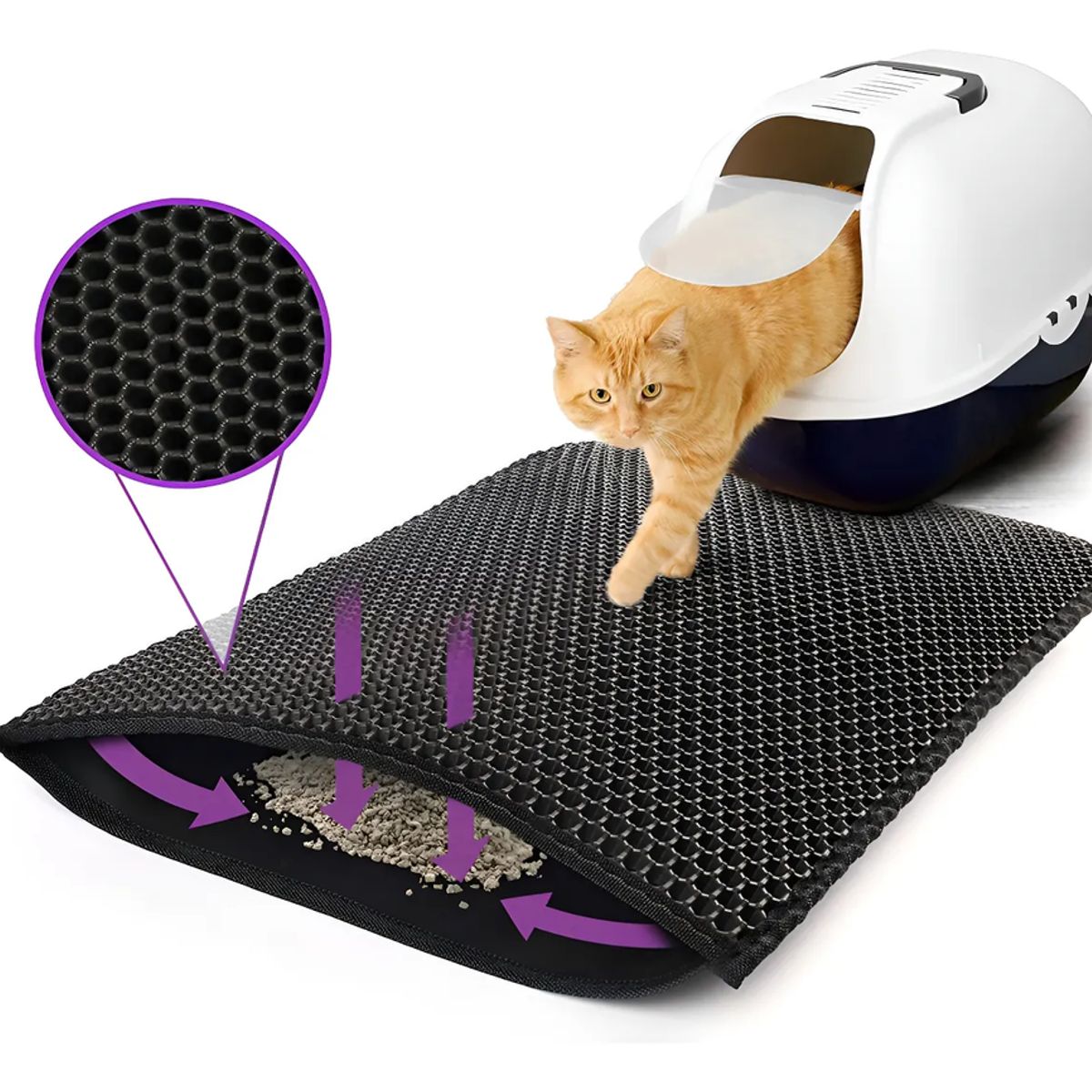 GENERICO - Alfombra Para Atrapar Arena De Gatos Tapete Arenero Mascotas Color Negro Jior Spa 4560cm