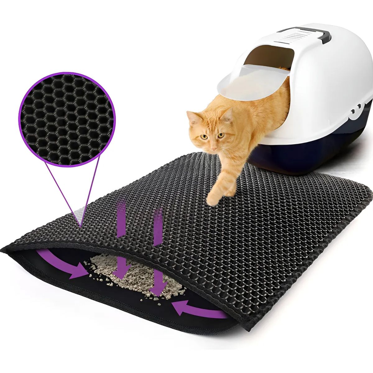 GENERICO - Alfombra Para Atrapar Arena De Gatos Tapete Arenero Mascotas Color Negro Jior Spa 4560cm