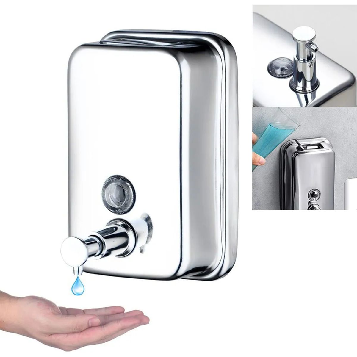 GENERICO - Dispenser Jabon De Baño Liquido Acero Inox 500 Ml Plateado