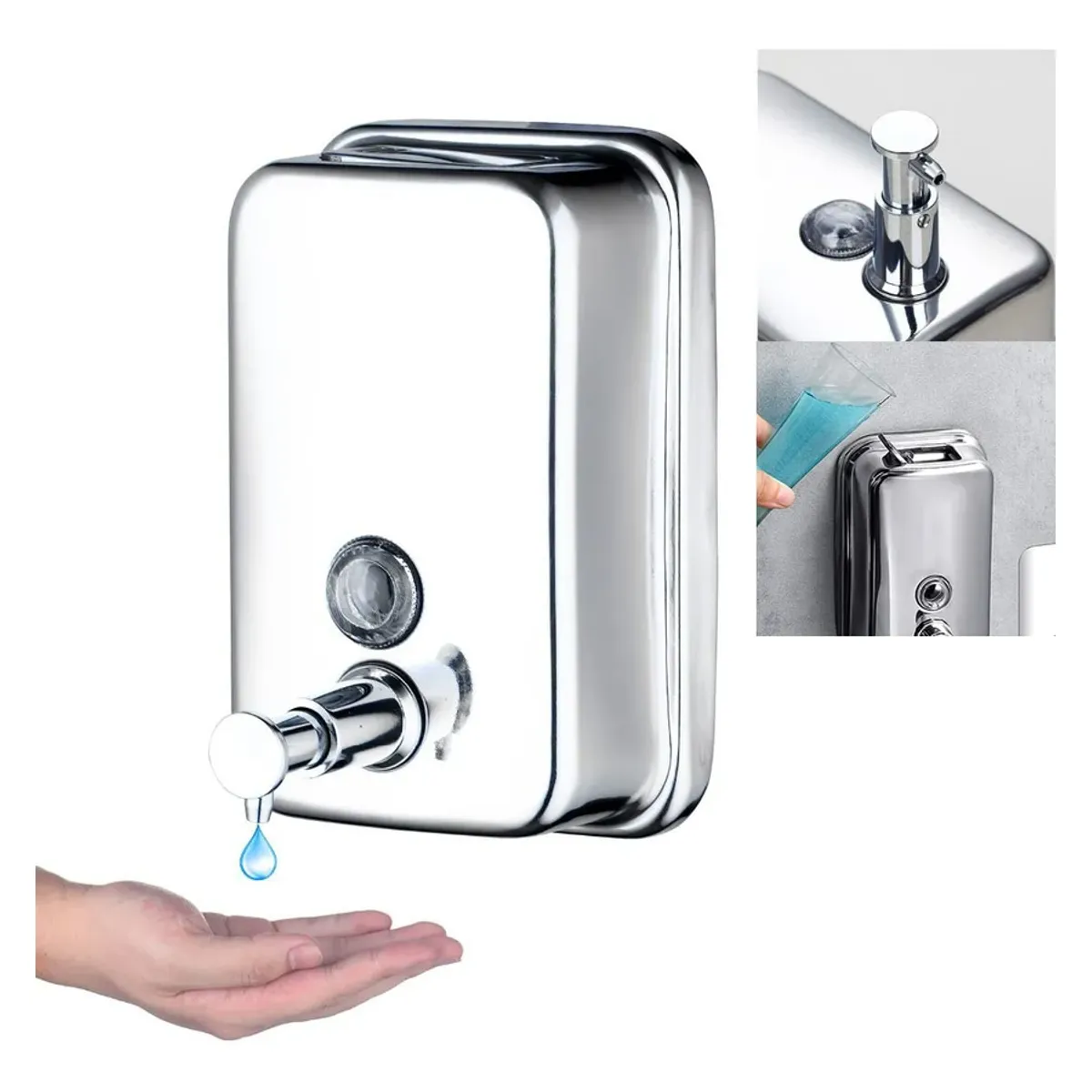 GENERICO - Dispenser Jabon De Baño Liquido Acero Inox 500 Ml Plateado