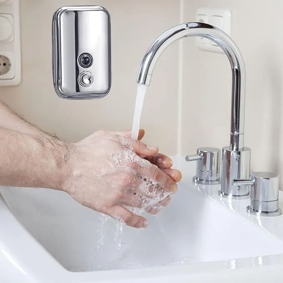 GENERICO - Dispenser Jabon De Baño Liquido Acero Inox 500 Ml Plateado