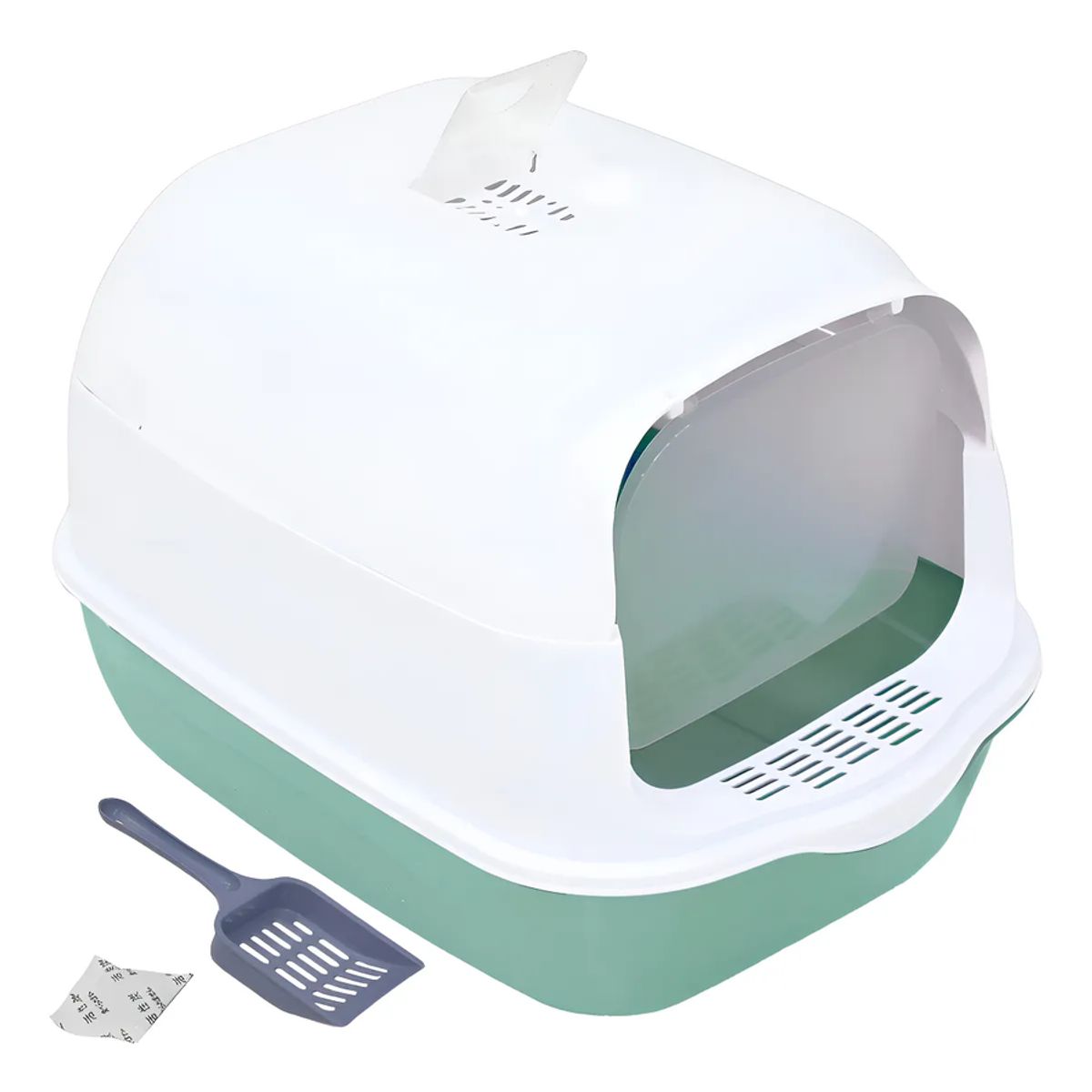 GENERICO - Arenero Para Gato Caja De Arena Con Tapa Y Puerta Abatible C Verde Claro