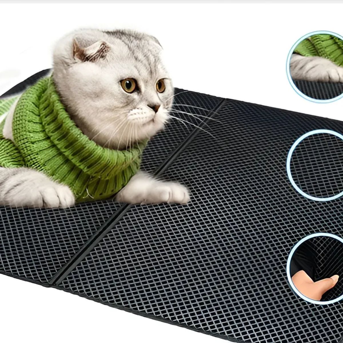 GENERICO - Tapete Para Gato Arenero 75x55cm Alfombra Caja De Arena Gato Color Negro