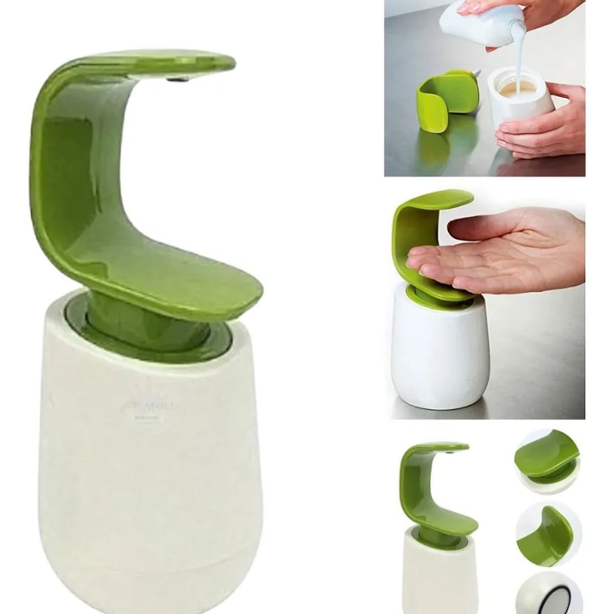 GENERICO - Dispensador De Jabon Lavaloza Alcohol Gel Blanco Con Verde