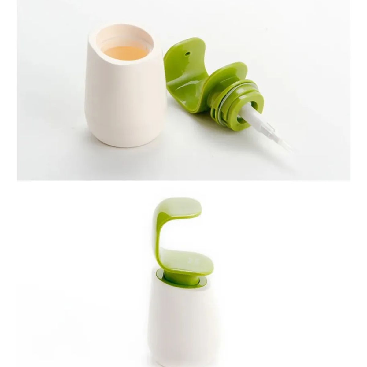 GENERICO - Dispensador De Jabón Líquido Portátil Cocina Baño Blanco Con Verde