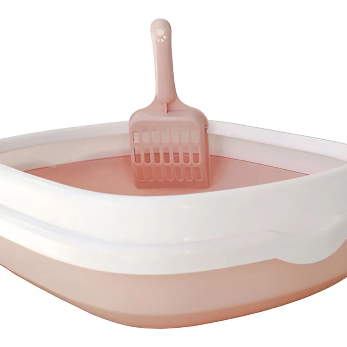 GENERICO - Arenero Para Gatos Con Pala Recogedora Pequeña 40x33x12 Cm Rosa