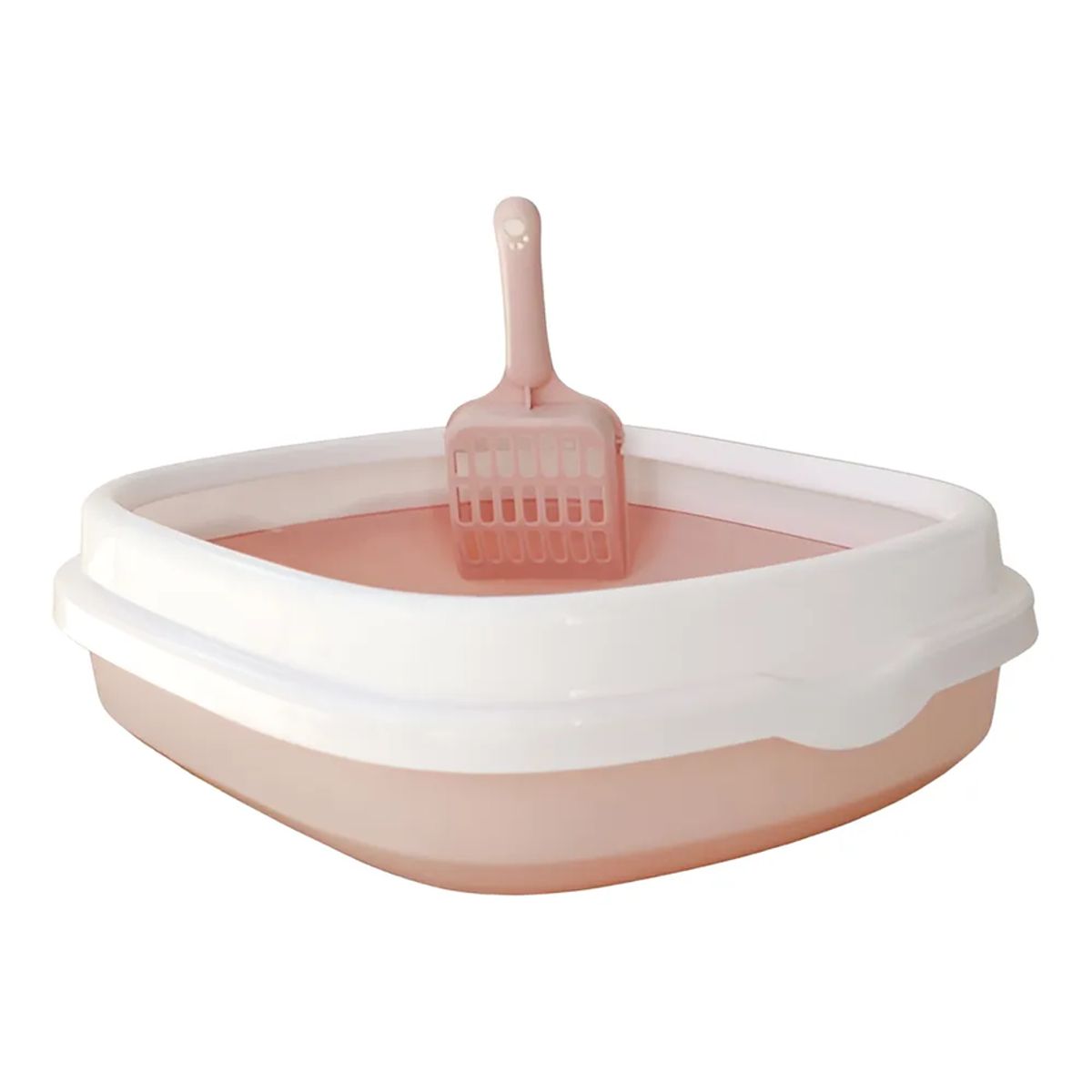 GENERICO - Arenero Para Gatos Con Pala Recogedora Pequeña 40x33x12 Cm Rosa