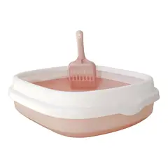 GENERICO - Arenero Para Gatos Con Pala Recogedora Pequeña 40x33x12 Cm Rosa