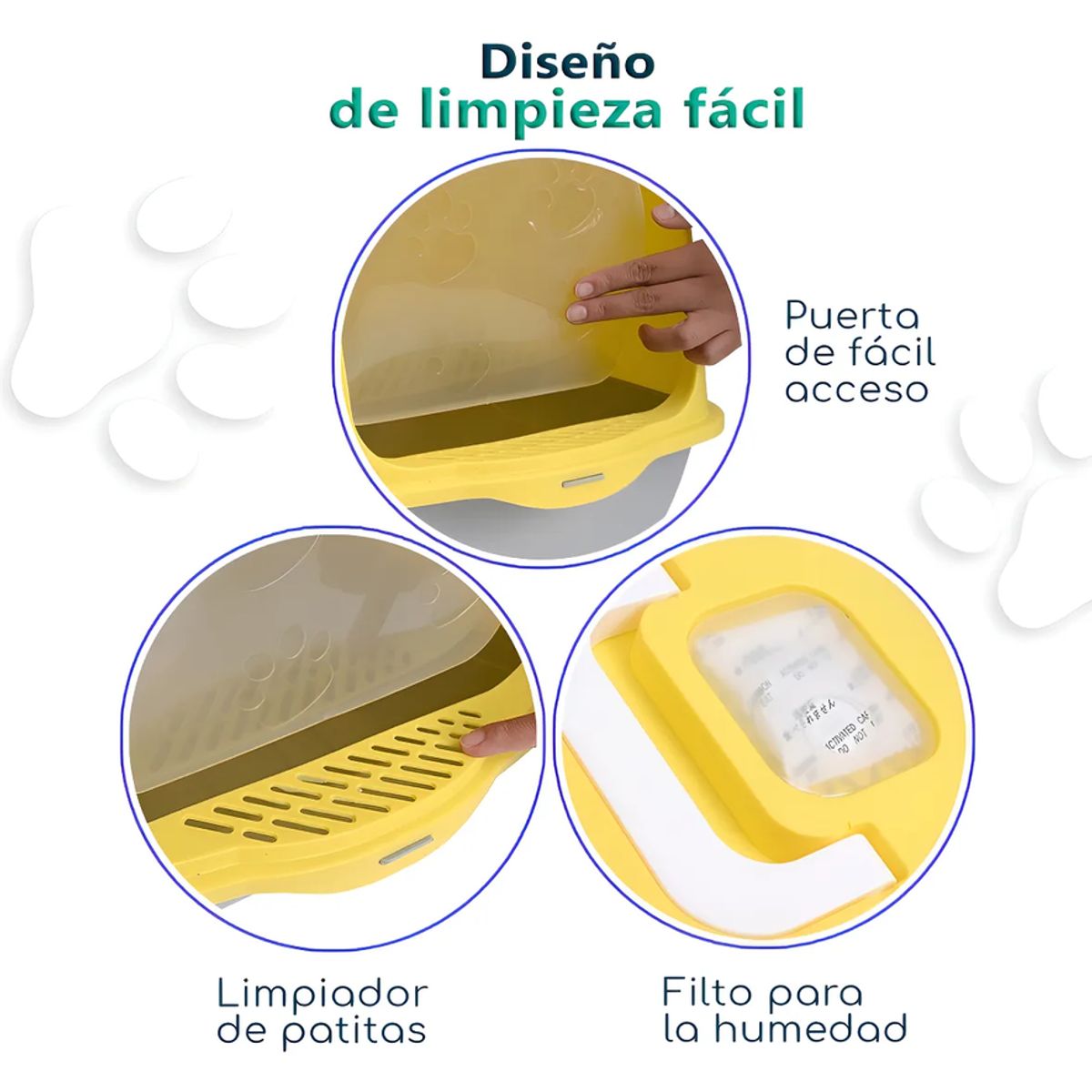 GENERICO - Arenero Grande Cerrado Para Gato Perros Anti Olores Tapa Pala Filtro Color Lila