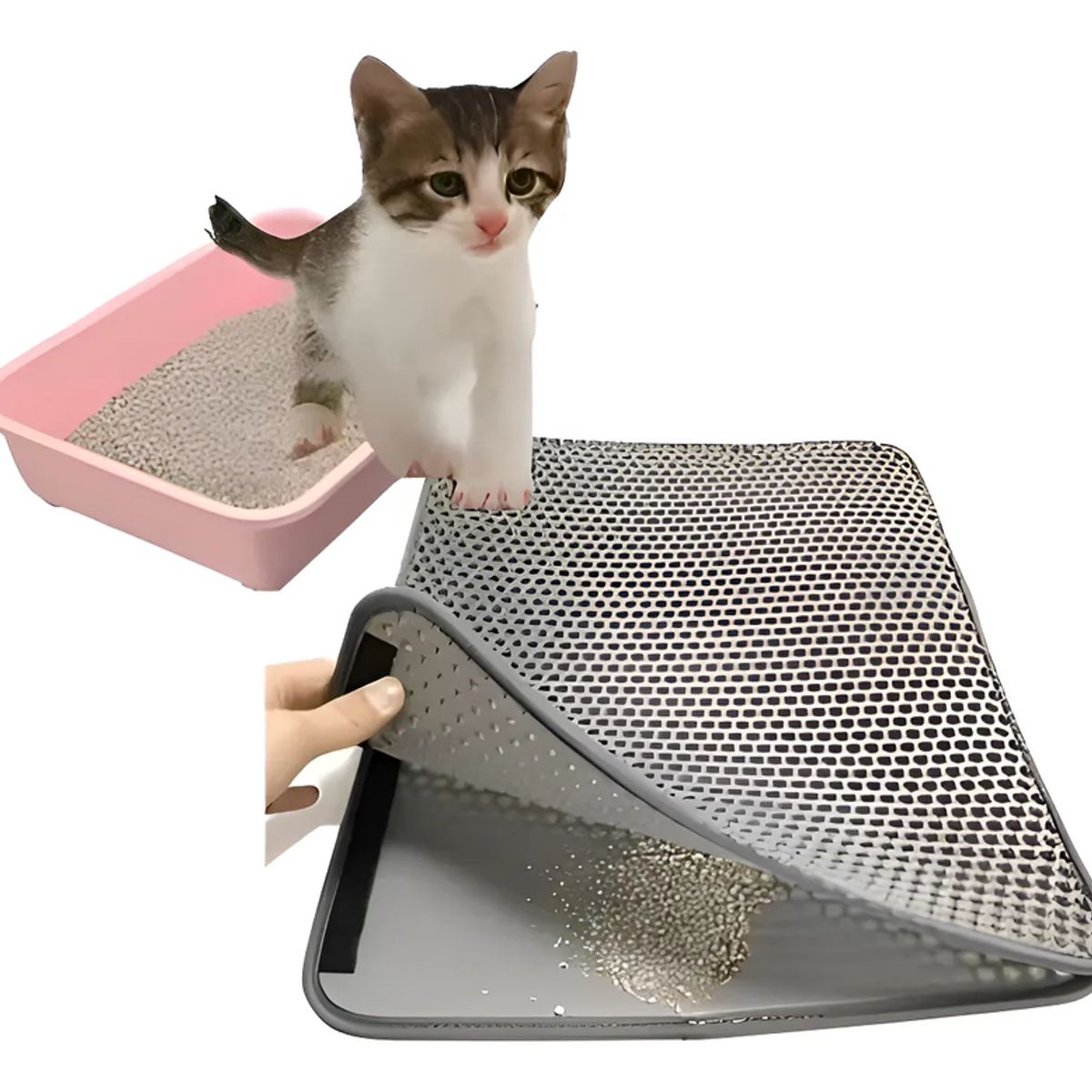GENERICO - Alfombra Para Atrapar Arena De Gatos Tapete Arenero Mascotas Color Gris