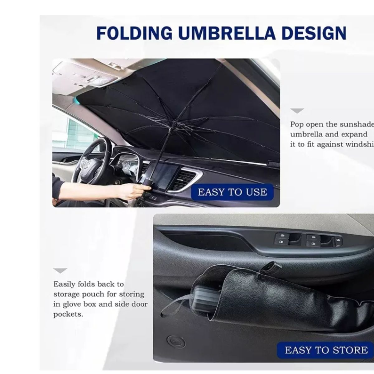 GENERICO - Quita Sol DE AUTO Para Sol Tipo Sombrilla Plegable Protector Uv