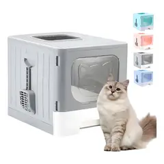 GENERICO - Arenero Para Gatos Caja De Arena Grande Con Bandeja Y Puerta Color Gris