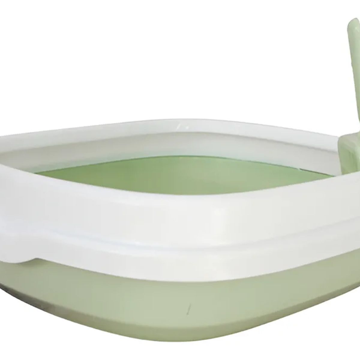 GENERICO - Arenero Para Gatos Con Pala Recogedora Pequeña 40x33x12 Cm Verde