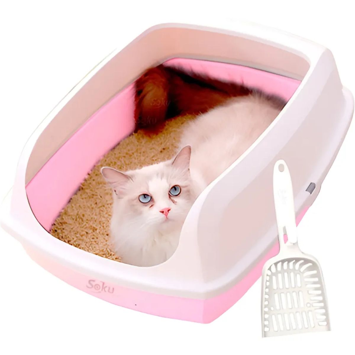 GENERICO - Arenero Gato Extension Anti Derrame Pala Caja Extra Grande Color Rosa