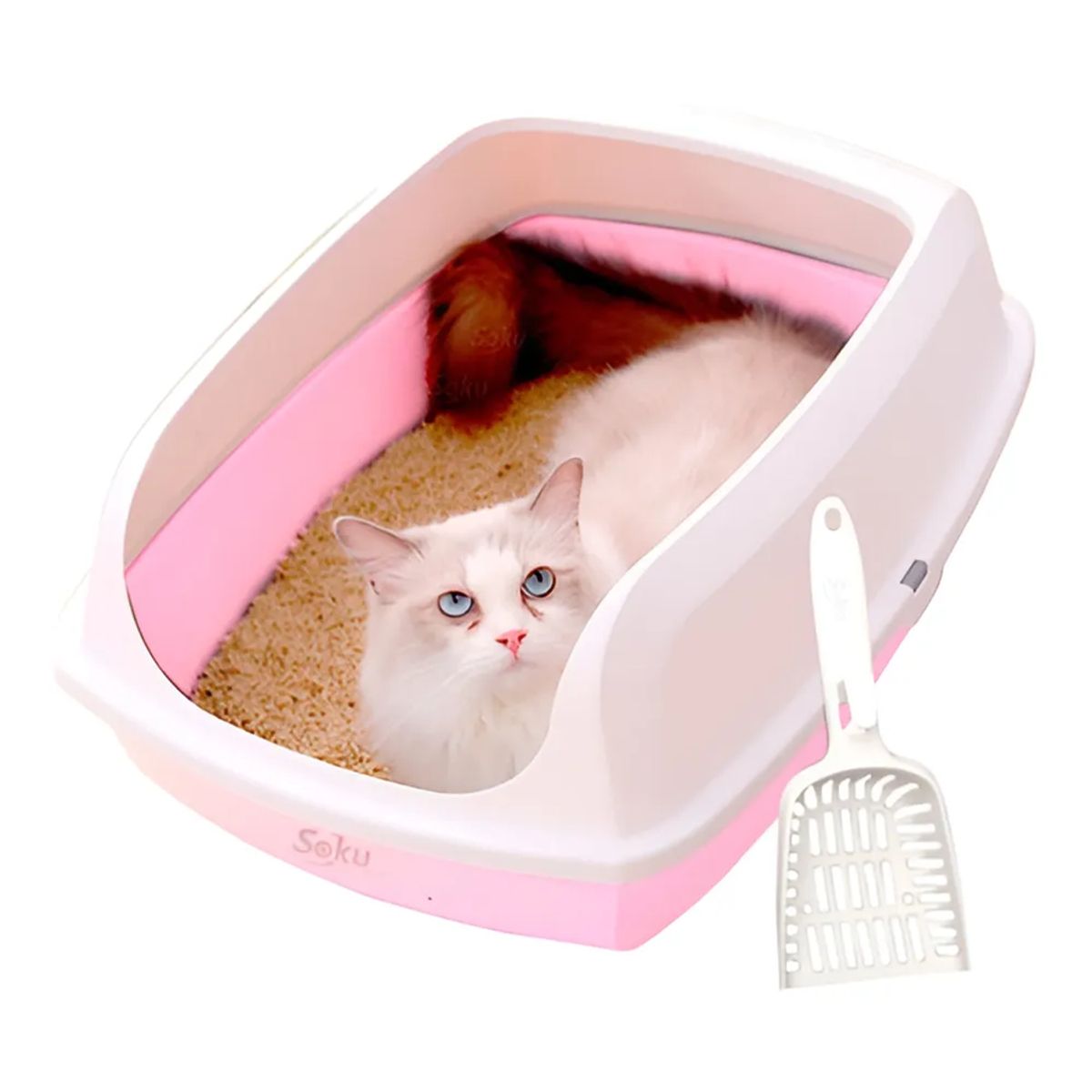 GENERICO - Arenero Gato Extension Anti Derrame Pala Caja Extra Grande Color Rosa
