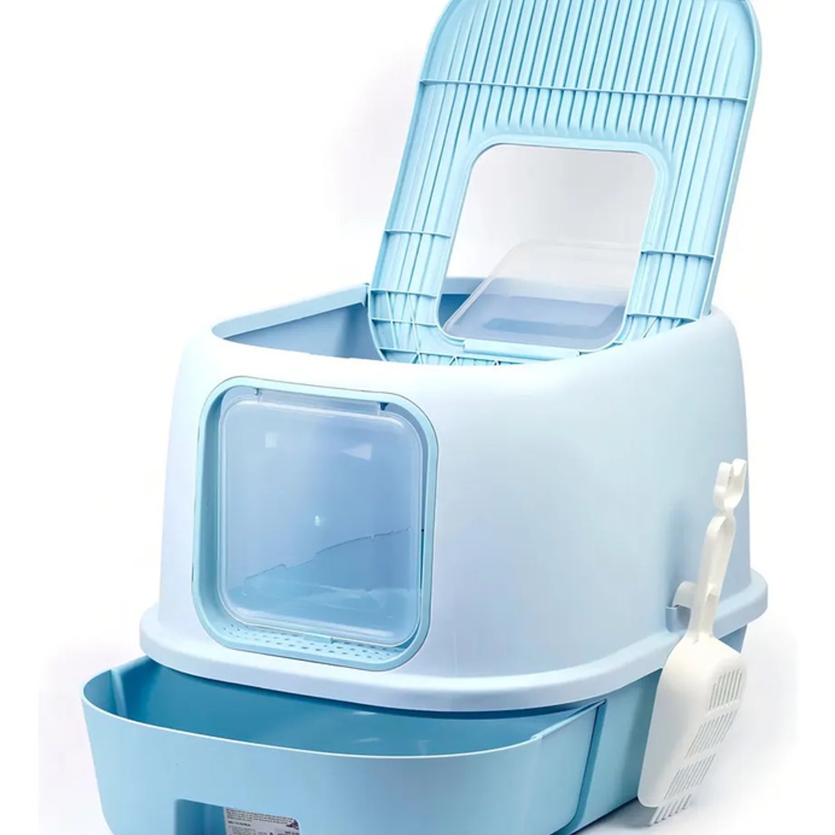 GENERICO - Arenero Para Gatos Grande Cerrado Doble Entrada Con Pala Color Azul