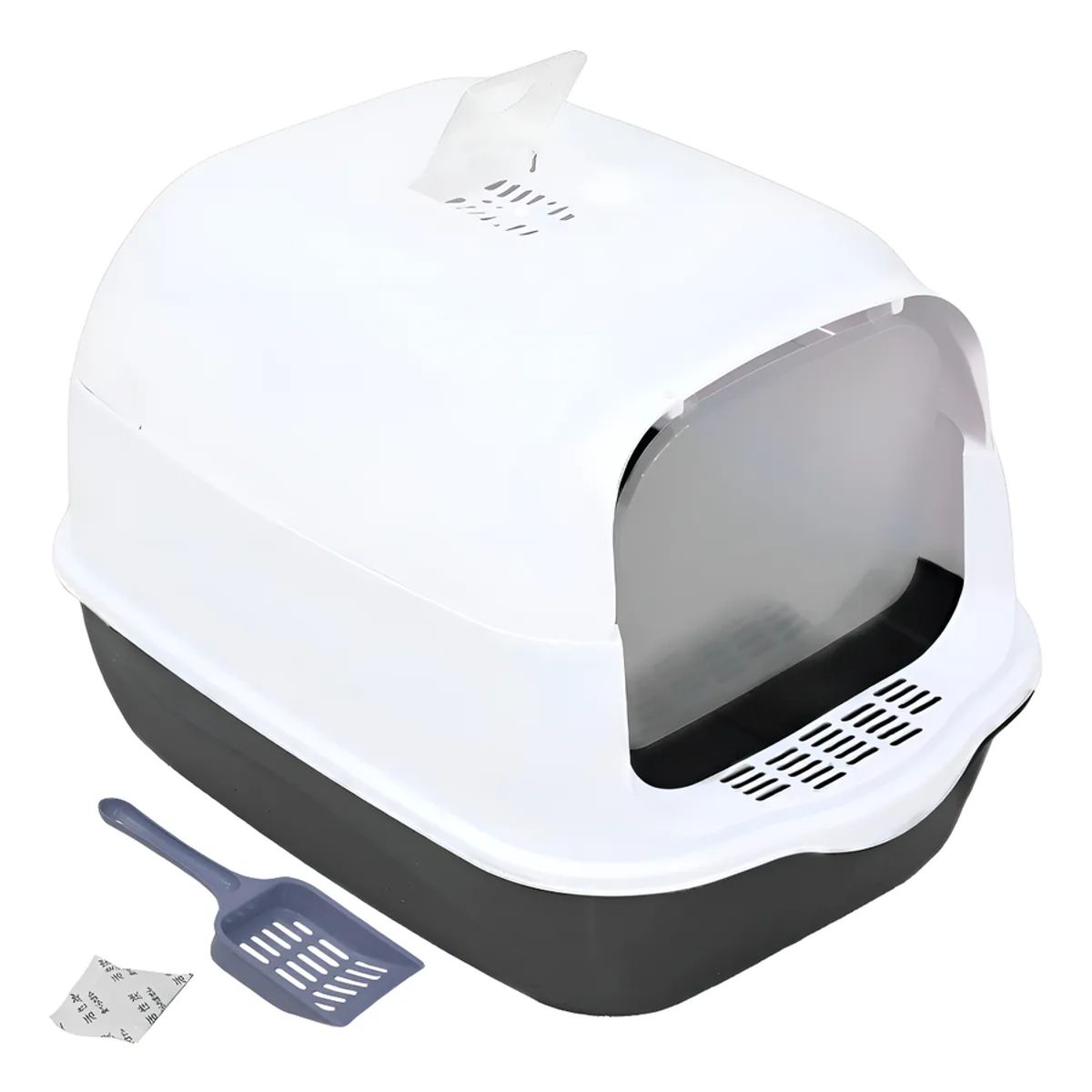 GENERICO - Arenero Para Gato Caja De Arena Con Tapa Y Puerta Abatible Color Negro