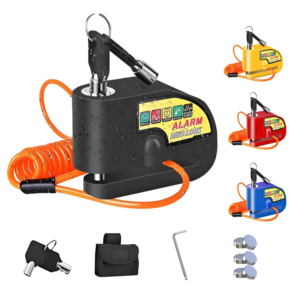 GENUINE - Alarma Motocicle Bloqueo Impermeable Freno Disco Candado - Negro