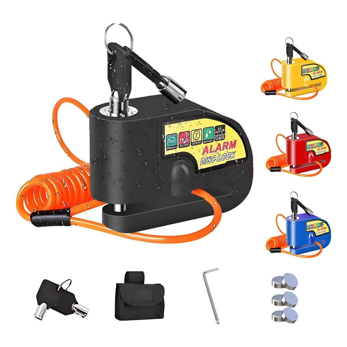 GENUINE - Alarma Motocicle Bloqueo Impermeable Freno Disco Candado - Negro