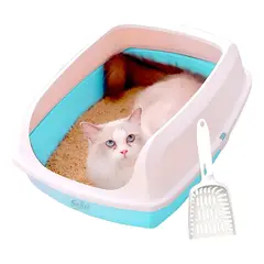 GENERICO - Arenero Gato Extension Anti Derrame Pala Caja Grande Color Azul cielo