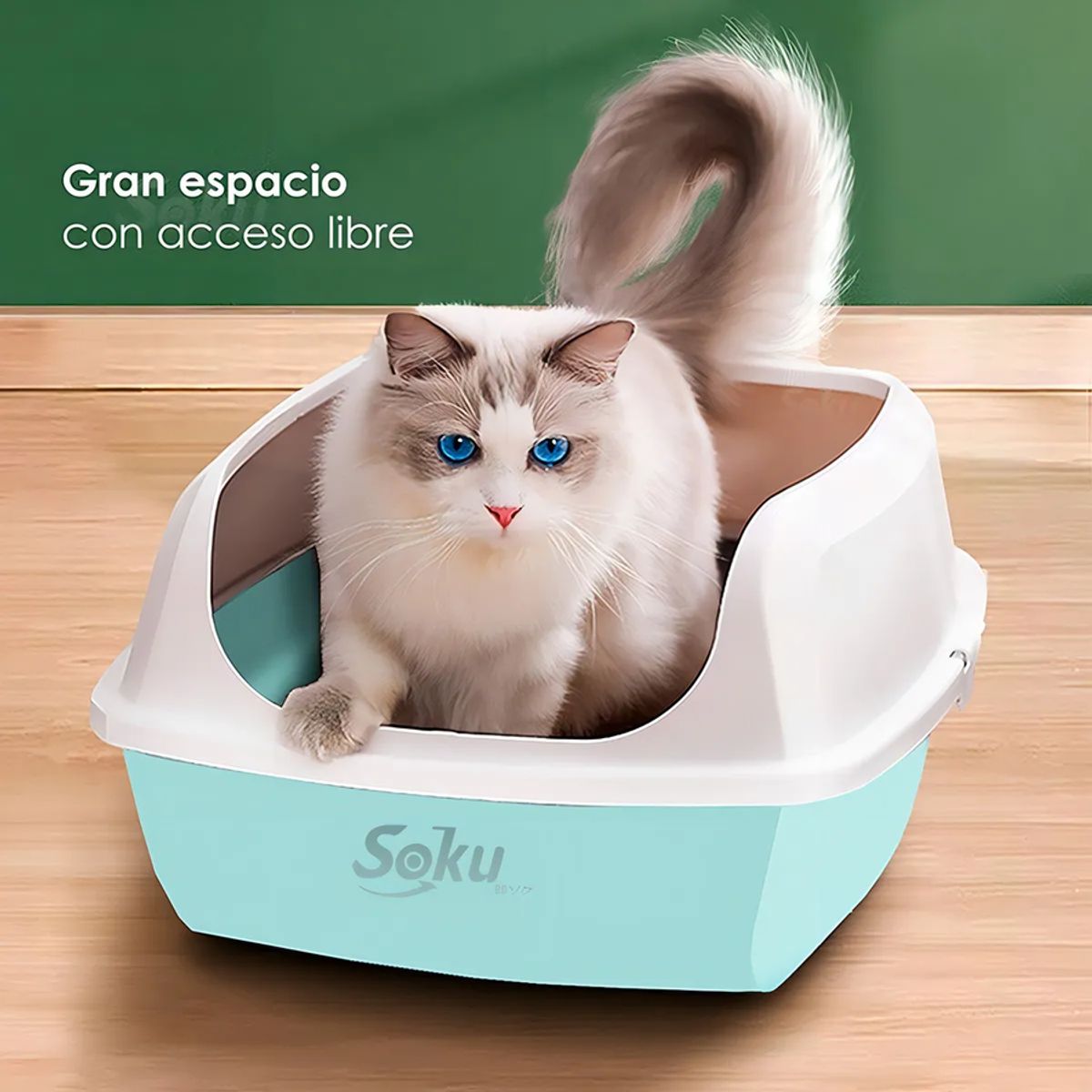 GENERICO - Arenero Gato Extension Anti Derrame Pala Caja Grande Color Azul cielo