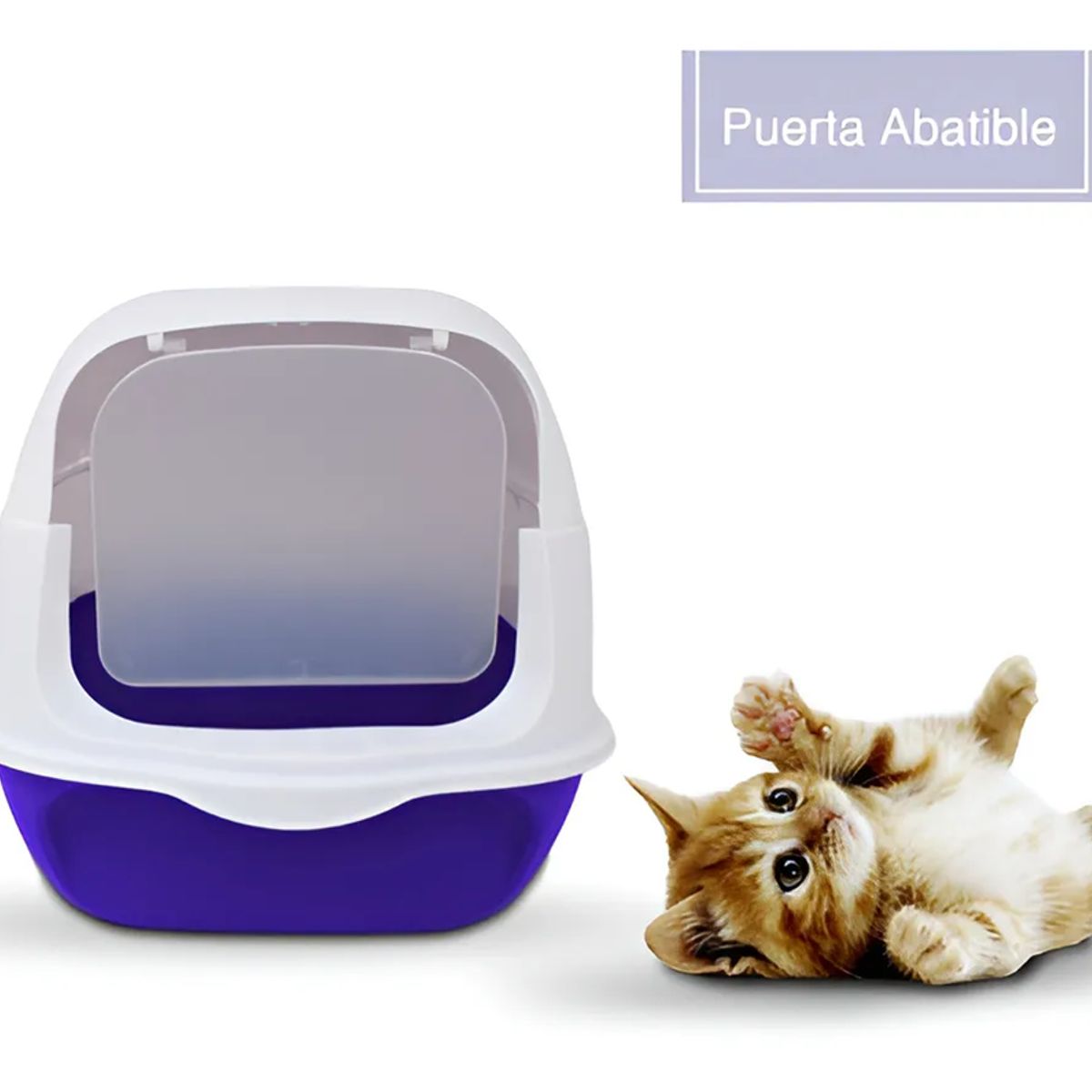 GENERICO - Arenero Gato Cerrado Filtro Anti Olor Puerta Abatible Pala Color Azul
