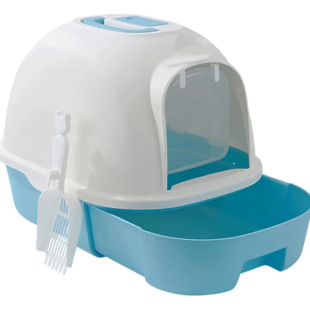 GENERICO - Arenero Para Gatos Grande Cerrado Con Pala Filtro Y Puerta Color Azul