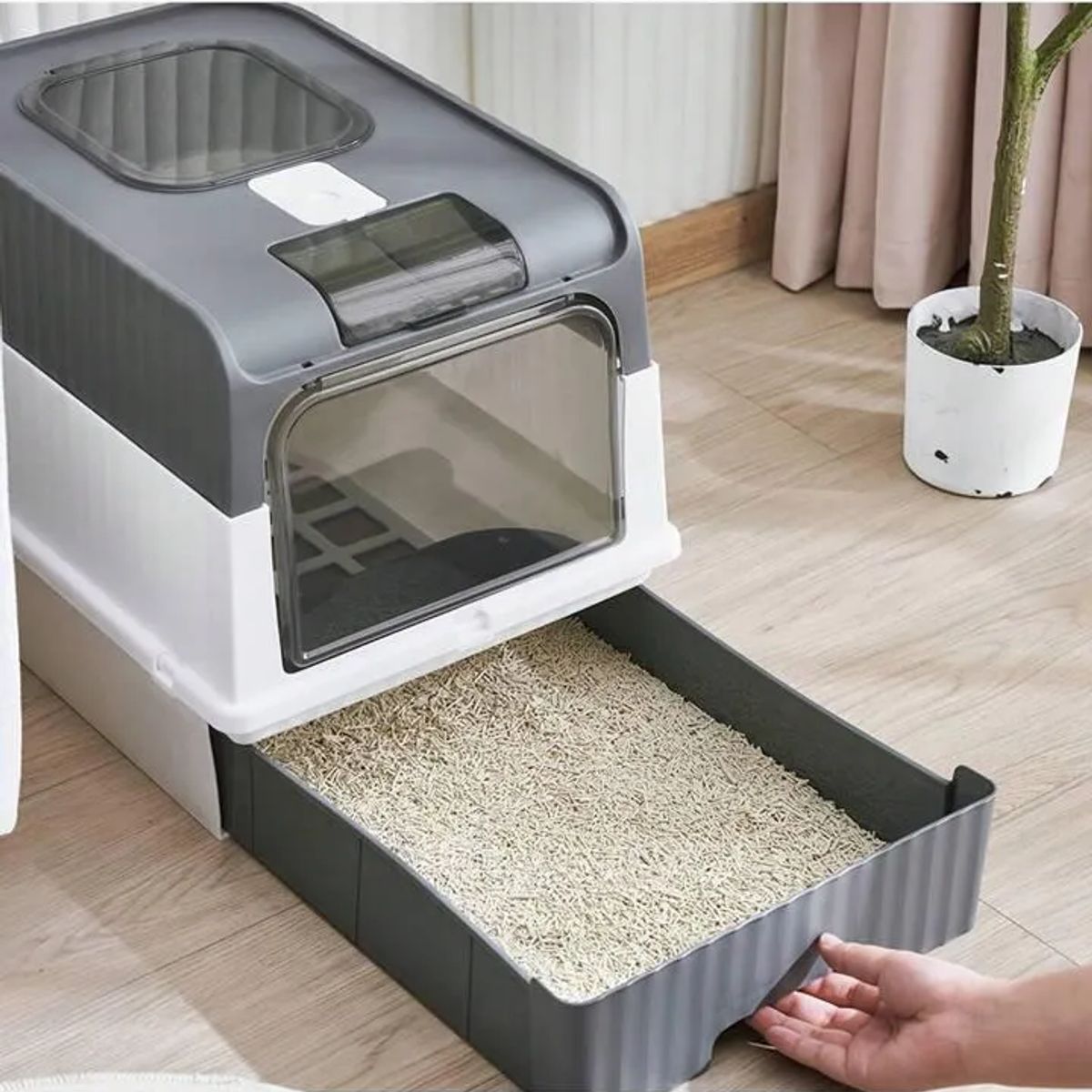 GENERICO - Arenero Cerrado Grande Para Gatos - Xl Caja Extraíble