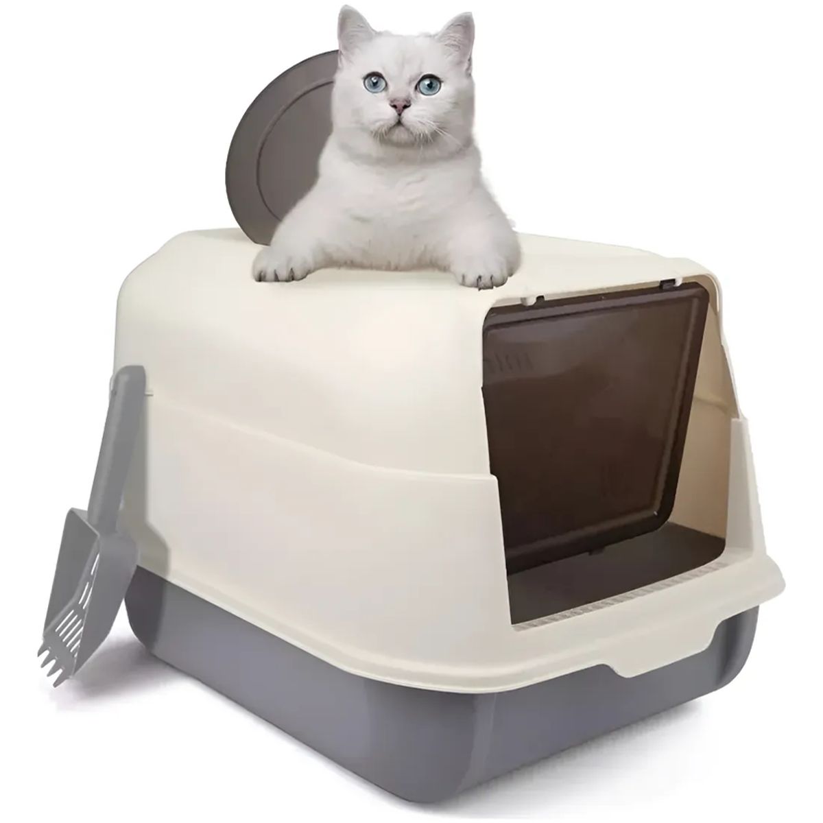 GENERICO - Caja De Arena Gatos Cerrada 2 En 1 Con Tapa Arenero Plegable