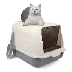 GENERICO - Caja De Arena Gatos Cerrada 2 En 1 Con Tapa Arenero Plegable