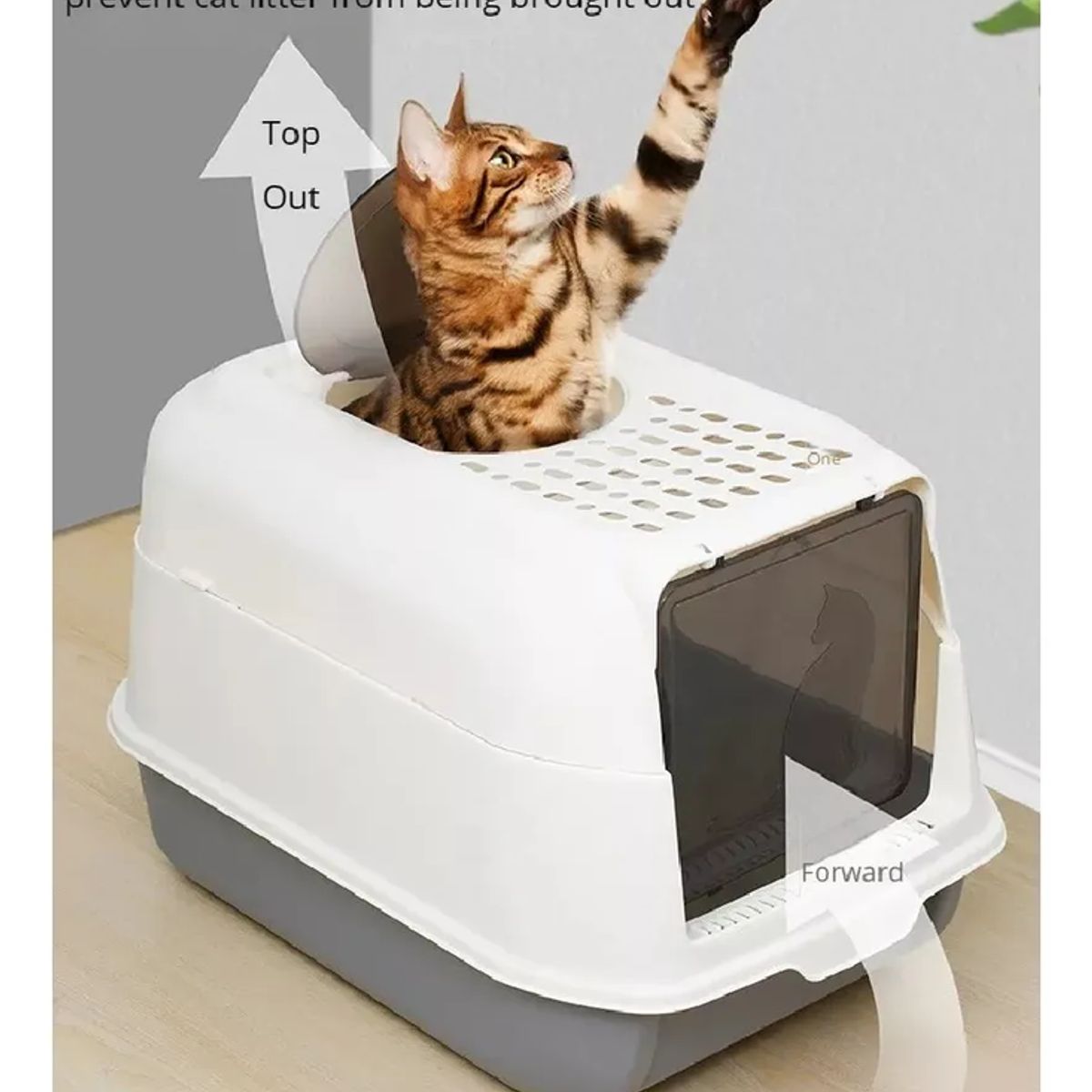 GENERICO - Caja De Arena Gatos Cerrada 2 En 1 Con Tapa Arenero Plegable