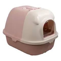 GENERICO - Arenero Cerrado Tricolor Con Pala Para Gatos 45x30x44 Color Rosa