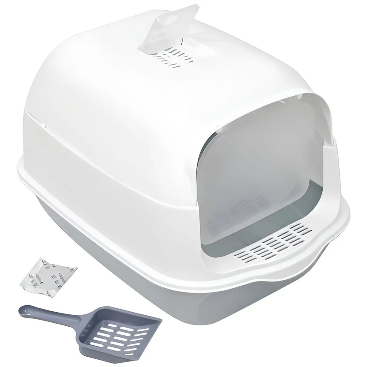 GENERICO - Arenero Gato Cerrado Filtro Anti Olor Puerta Abatible Pala Color Rosa