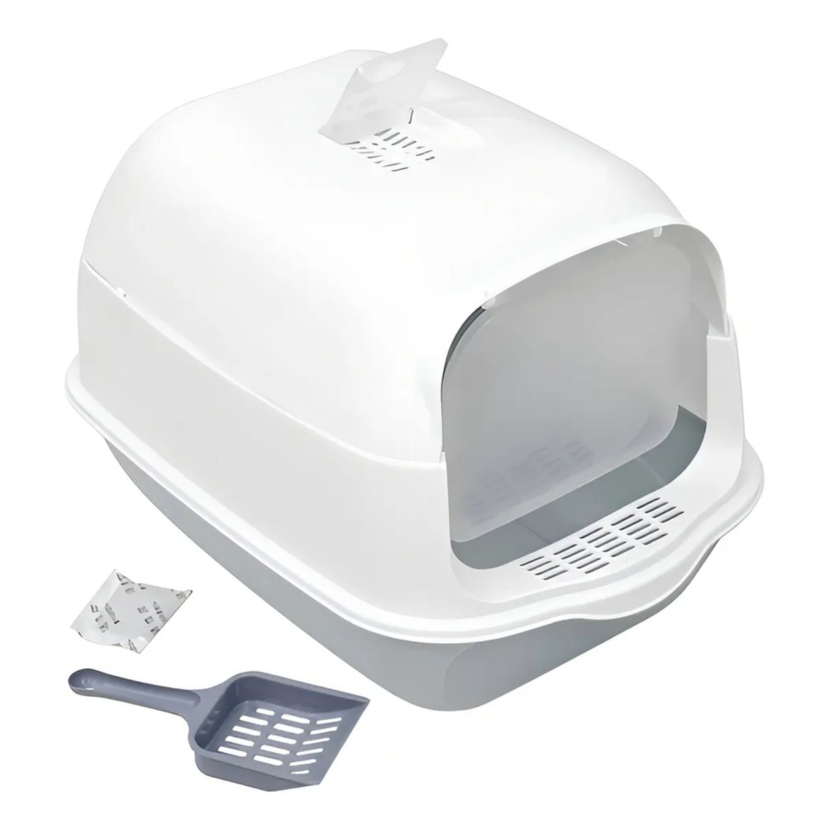 GENERICO - Arenero Gato Cerrado Filtro Anti Olor Puerta Abatible Pala Color Rosa