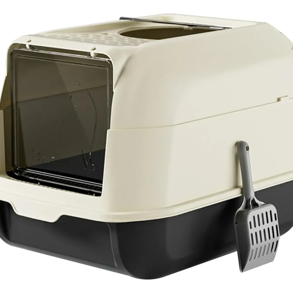 GENERICO - Arenero Para Mascotas Abierto Cerrado Caja Sanitaria Negro