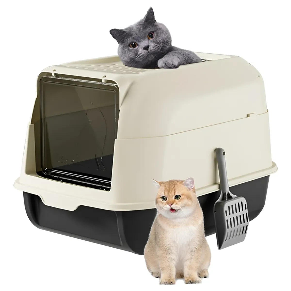 GENERICO - Arenero Para Mascotas Abierto Cerrado Caja Sanitaria Negro