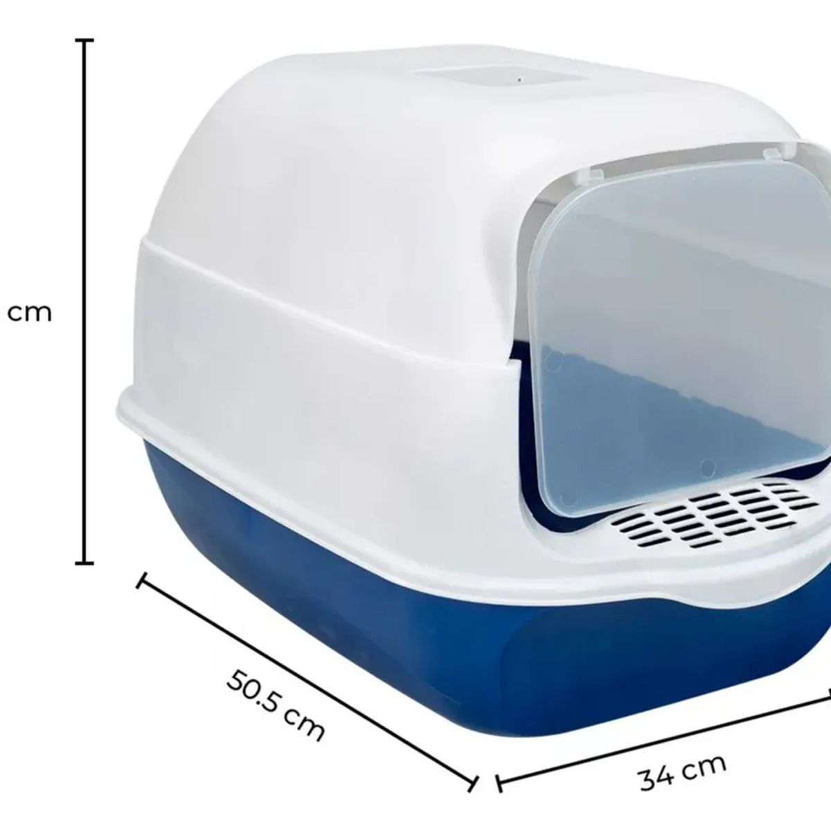 GENERICO - Arenero Sanitario Para Gato Cerrado Con Pala Puerta Abatible Color Azul Marino