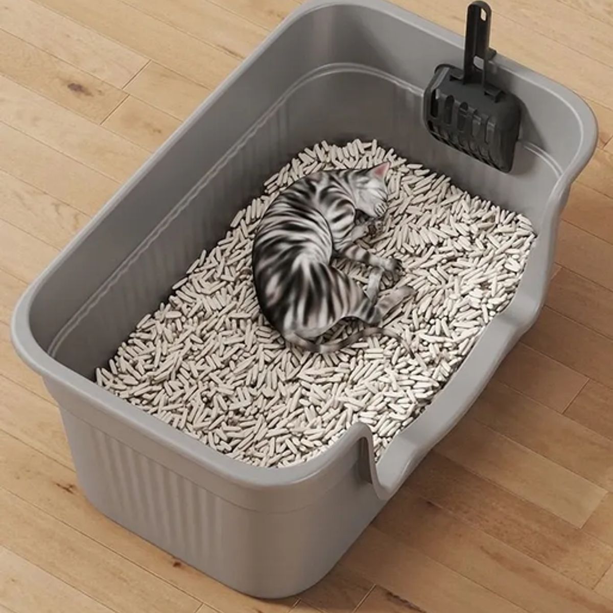GENERICO - Arenero Grande 50cm Bandeja Sanitaria De Gatos Con Pala Gris