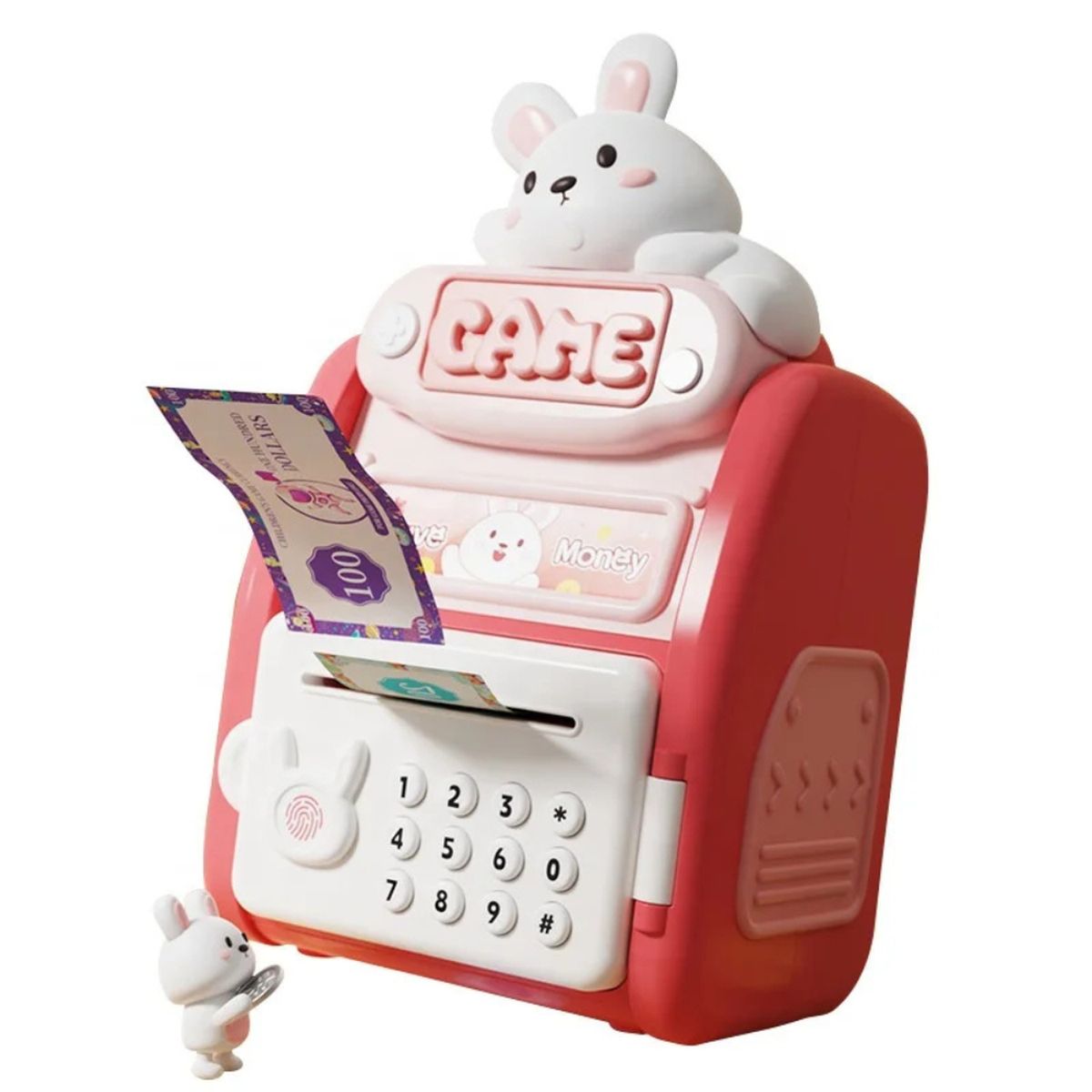 FLIPEREX - Alcancia Caja Fuerte Kawaii Clave Huella Digital Infantil - Rosa