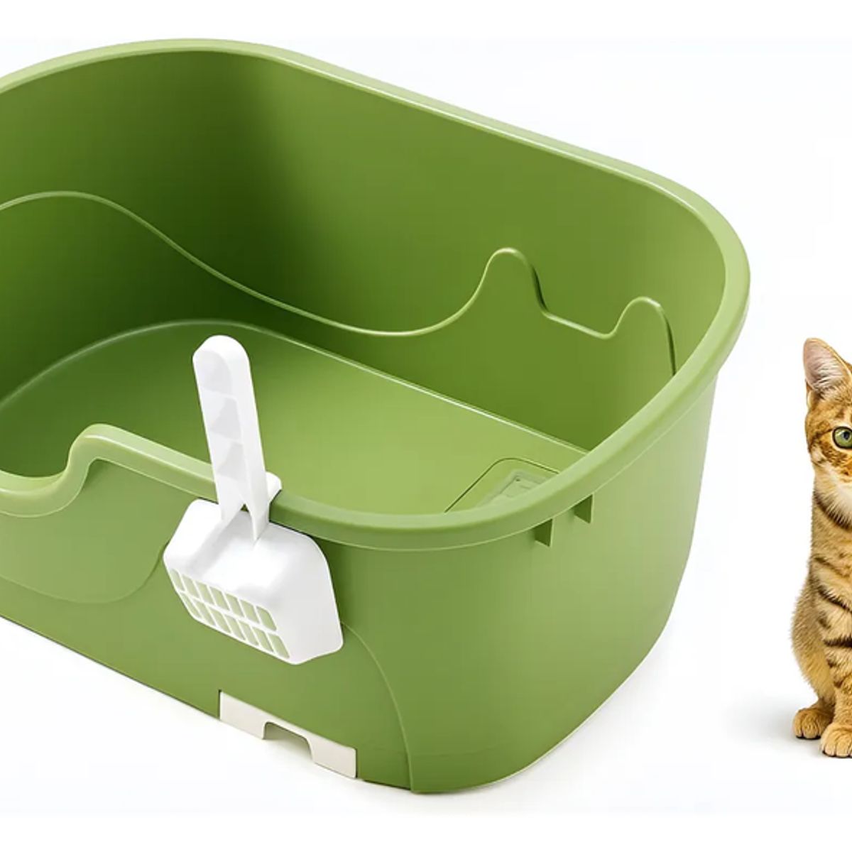 GENERICO - Arenero Caja Sanitaria Baño Para Mascotas Abierto Verde