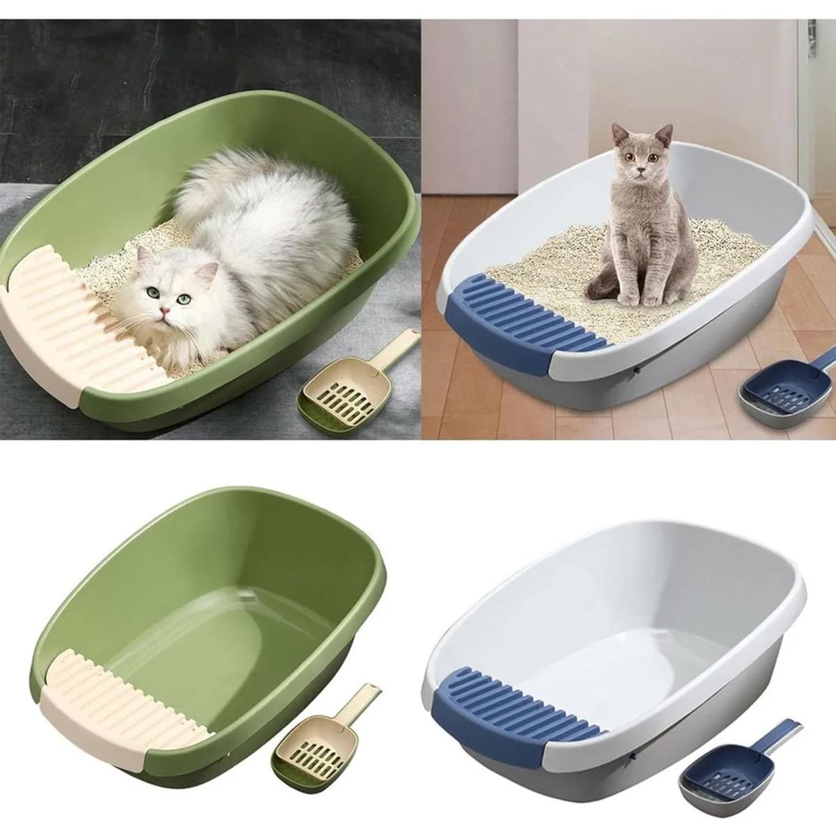 GENERICO - Arenero Semi Cerrado Para Gatos - Bandeja Sanitaria Grande L