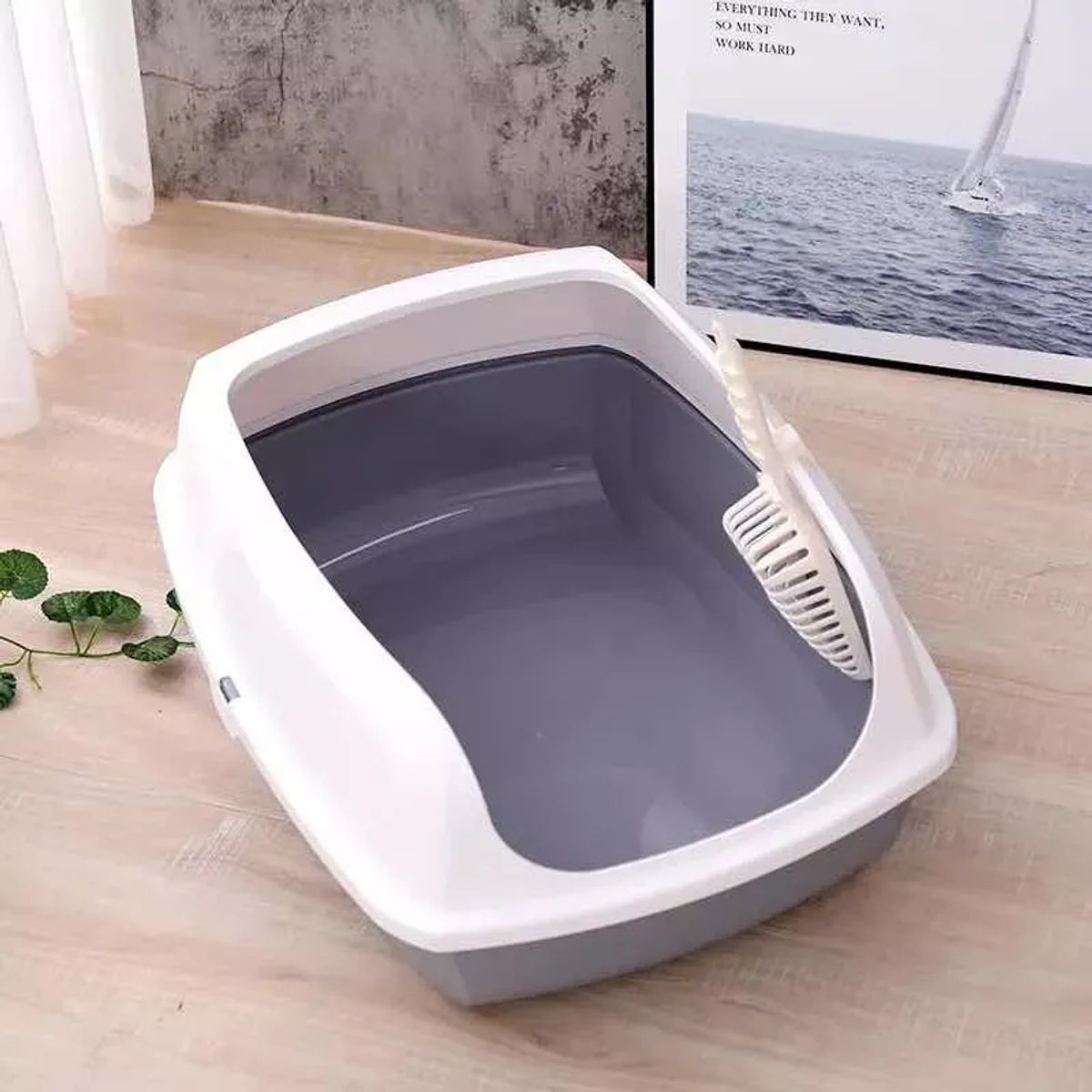 GENERICO - Arenero Abierto Para Gatos - Baño Sanitario Grande Xl Pala