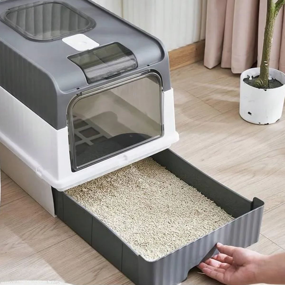 GENERICO - Arenero Grande Para Gatos - Con Bandeja Sanitaria Xl Gatos