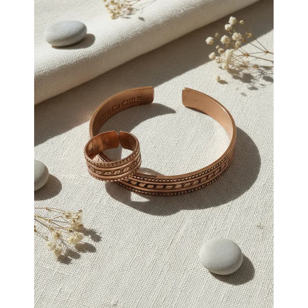 GENERICO - Pulsera De Cobre + Anillo Ajustable Terapia Artritis  Mas Bolsa