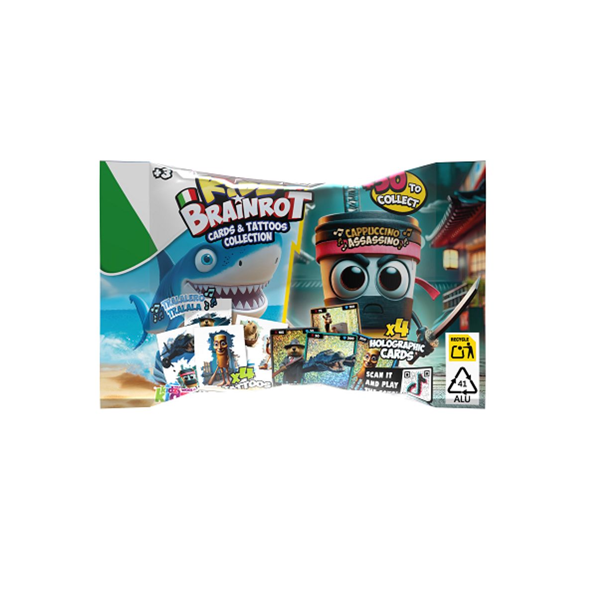 ASMODEE - Sobre Italian Brainrot Colección de Cartas y Tattoos