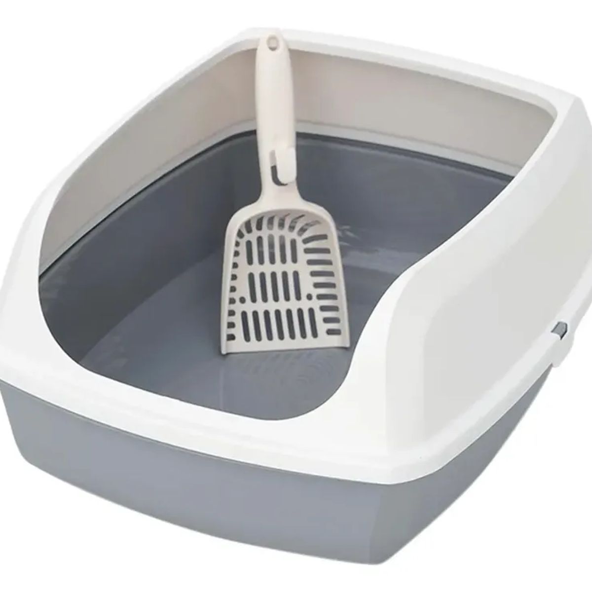 GENERICO - Arenero Gato Cerrado Baño Sanitario Con Tapa Y Pala Grande Color Gris Marca KOBA